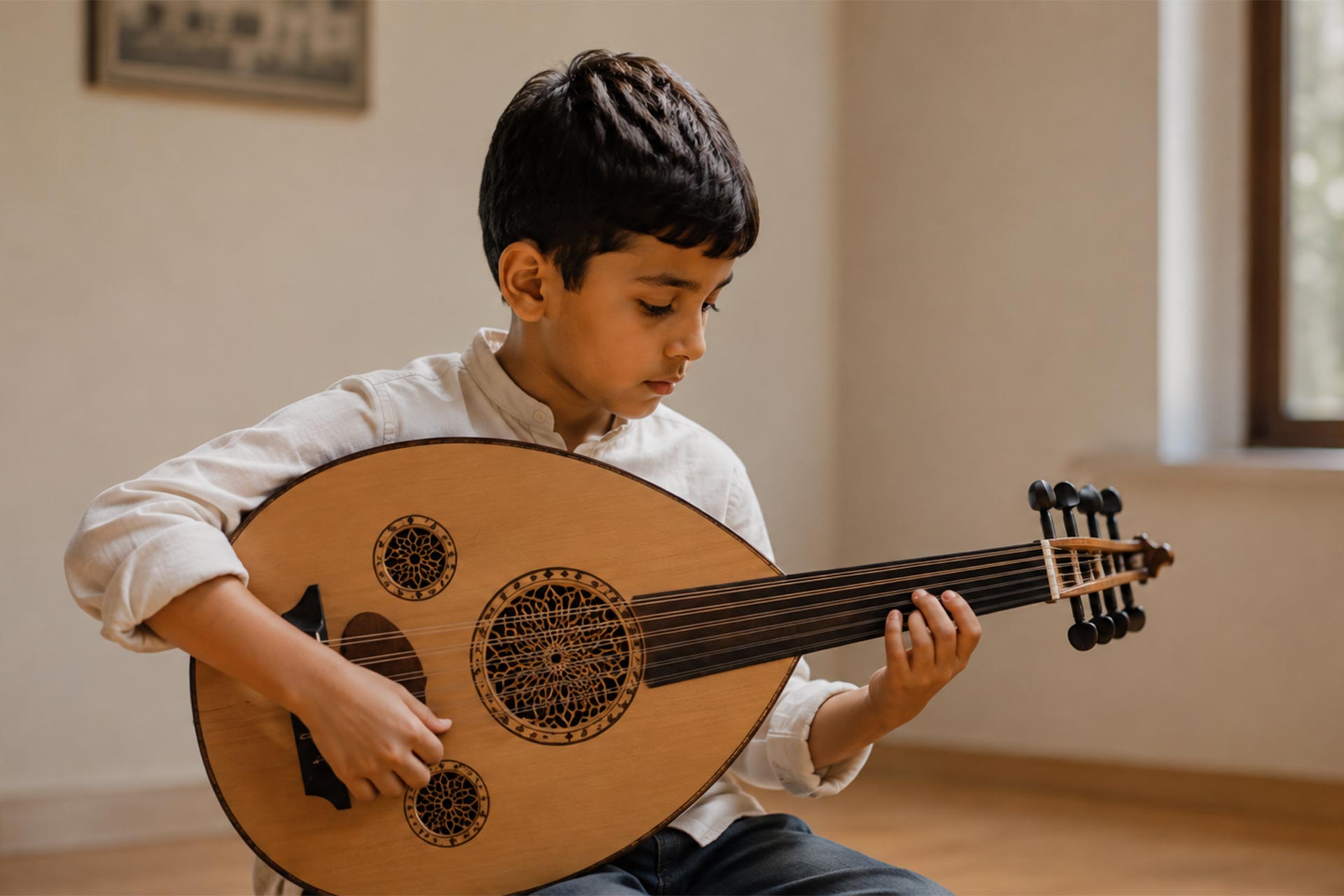 Boy playing oud