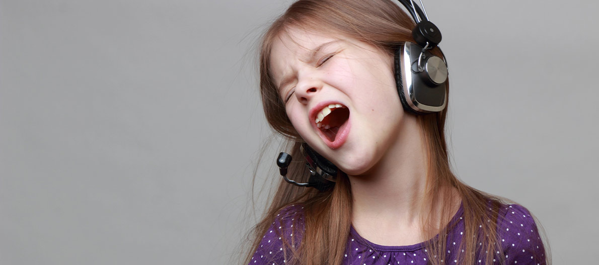 Girl singing passionately