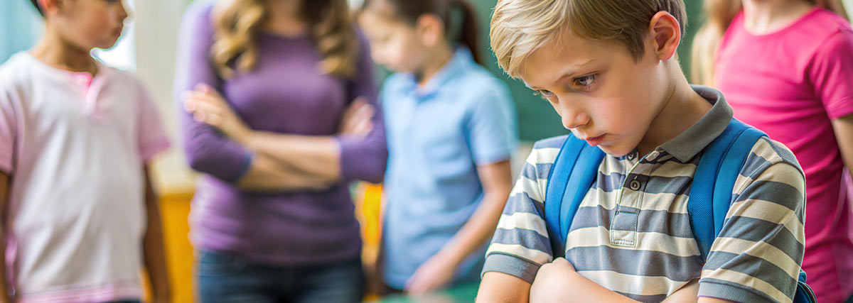 Child feeling overwhelmed at school among others